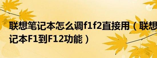 联想笔记本怎么调f1f2直接用（联想n480笔记本f1到f12功能）