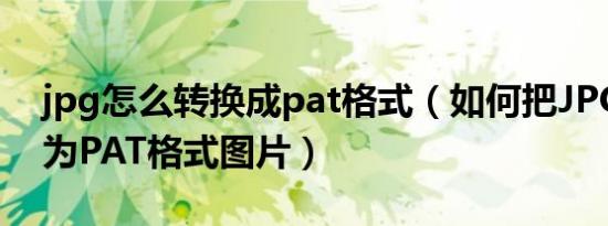 jpg怎么转换成pat格式（如何把jpg图片变为pat格式图片）
