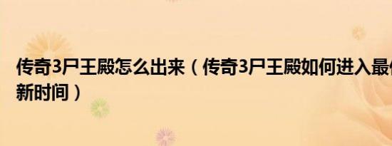 传奇3尸王殿怎么出来（传奇3尸王殿如何进入最佳窍门和刷新时间）