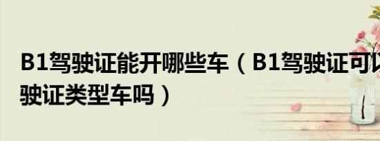b1驾驶证能开哪些车（b1驾驶证可以开c1驾驶证类型车吗）