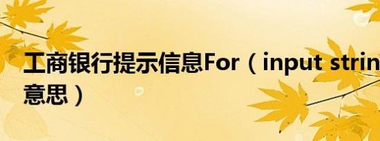 工商银行提示信息for（input string是什么意思）
