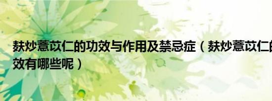 麸炒薏苡仁的功效与作用及禁忌症（麸炒薏苡仁的作用与功效有哪些呢）