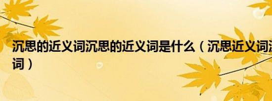 沉思的近义词沉思的近义词是什么（沉思近义词沉思的近义词）