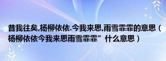 昔我往矣,杨柳依依.今我来思,雨雪霏霏的意思（“昔我往矣杨柳依依今我来思雨雪霏霏”什么意思）