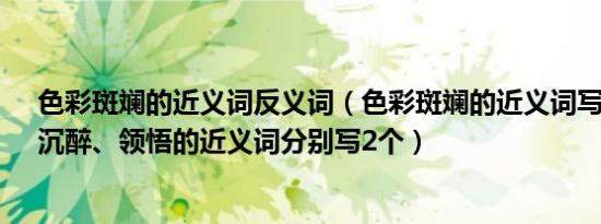 色彩斑斓的近义词反义词（色彩斑斓的近义词写4个,蔚蓝、沉醉、领悟的近义词分别写2个）
