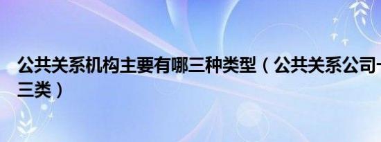 公共关系机构主要有哪三种类型（公共关系公司一般分为哪三类）