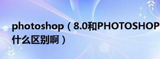 photoshop（8.0和photoshop cs2 有什么区别啊）