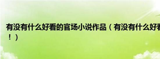 有没有什么好看的官场小说作品（有没有什么好看的gl动漫！）
