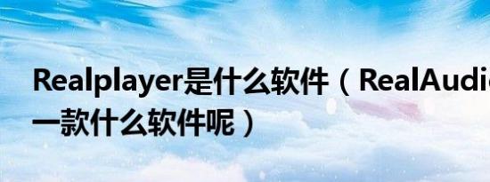 realplayer是什么软件（realaudio软件是一款什么软件呢）