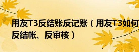 用友t3反结账反记账（用友t3如何反记帐、反结帐、反审核）