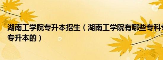 湖南工学院专升本招生（湖南工学院有哪些专科专业是可以专升本的）