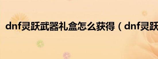 dnf灵跃武器礼盒怎么获得（dnf灵跃武器）