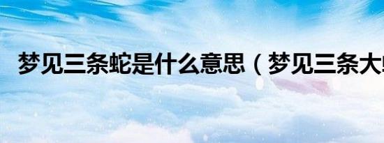 梦见三条蛇是什么意思（梦见三条大蟒蛇）