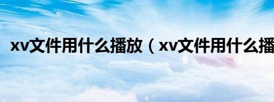 xv文件用什么播放（xv文件用什么播放器）