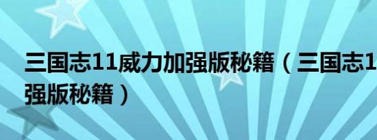 三国志11威力加强版秘籍（三国志11威力加强版秘籍）