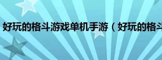 好玩的格斗游戏单机手游（好玩的格斗网游）