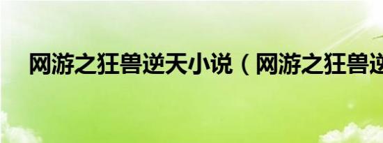 网游之狂兽逆天小说（网游之狂兽逆天）