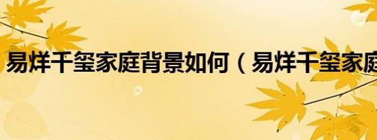 易烊千玺家庭背景如何（易烊千玺家庭背景）