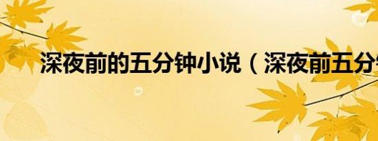 深夜前的五分钟小说（深夜前五分钟）