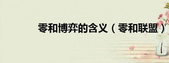 零和博弈的含义（零和联盟）