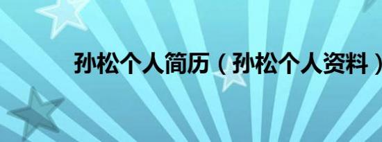 孙松个人简历（孙松个人资料）
