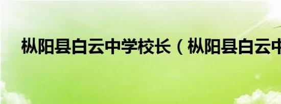 枞阳县白云中学校长（枞阳县白云中学）