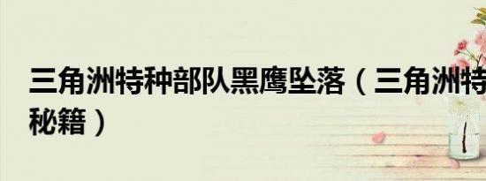 三角洲特种部队黑鹰坠落（三角洲特种部队7秘籍）