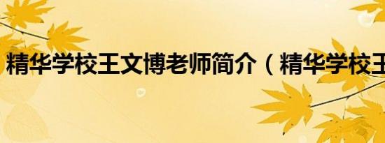 精华学校王文博老师简介（精华学校王文博）
