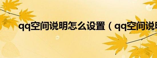 qq空间说明怎么设置（qq空间说明）