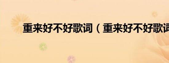重来好不好歌词（重来好不好歌词）