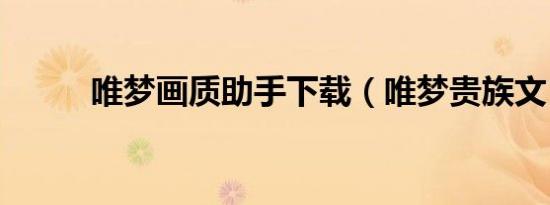 唯梦画质助手下载（唯梦贵族文）