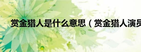赏金猎人是什么意思（赏金猎人演员表）