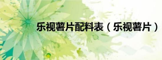 乐视薯片配料表（乐视薯片）