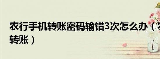 农行手机转账密码输错3次怎么办（农行手机转账）