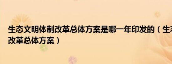 生态文明体制改革总体方案是哪一年印发的（生态文明体制改革总体方案）