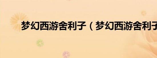梦幻西游舍利子（梦幻西游舍利子）