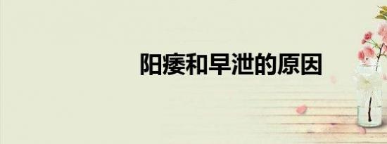 阳痿和早泄的原因