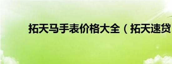 拓天马手表价格大全（拓天速贷）