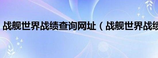 战舰世界战绩查询网址（战舰世界战绩查询）