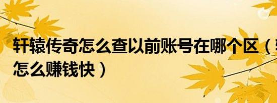 轩辕传奇怎么查以前账号在哪个区（轩辕传奇怎么赚钱快）