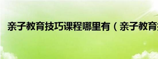 亲子教育技巧课程哪里有（亲子教育技巧）