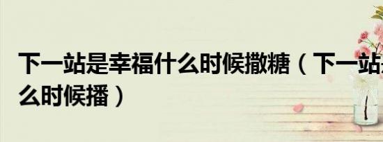 下一站是幸福什么时候撒糖（下一站是幸福什么时候播）