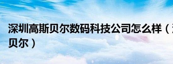 深圳高斯贝尔数码科技公司怎么样（深圳高斯贝尔）