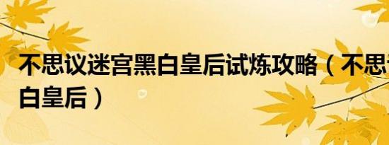 不思议迷宫黑白皇后试炼攻略（不思议迷宫黑白皇后）