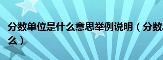 分数单位是什么意思举例说明（分数单位是什么）