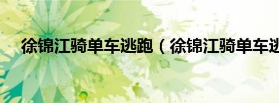 徐锦江骑单车逃跑（徐锦江骑单车逃跑）