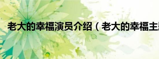 老大的幸福演员介绍（老大的幸福主题曲）