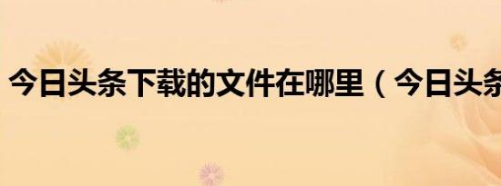 今日头条下载的文件在哪里（今日头条集卡）