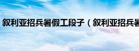 叙利亚招兵暑假工段子（叙利亚招兵暑假工）