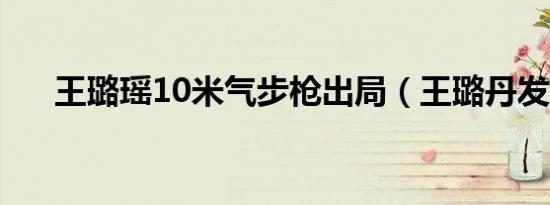 王璐瑶10米气步枪出局（王璐丹发型）
